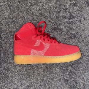 Red high top Nike Air-Force Ones
